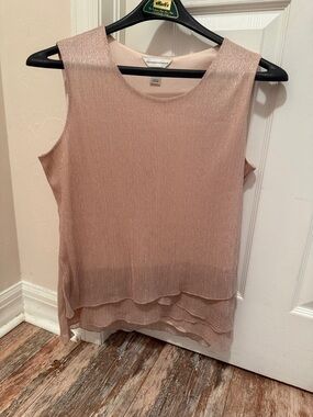 Christopher & Banks Rose Pink Metallic Layered Sleeveless Top
